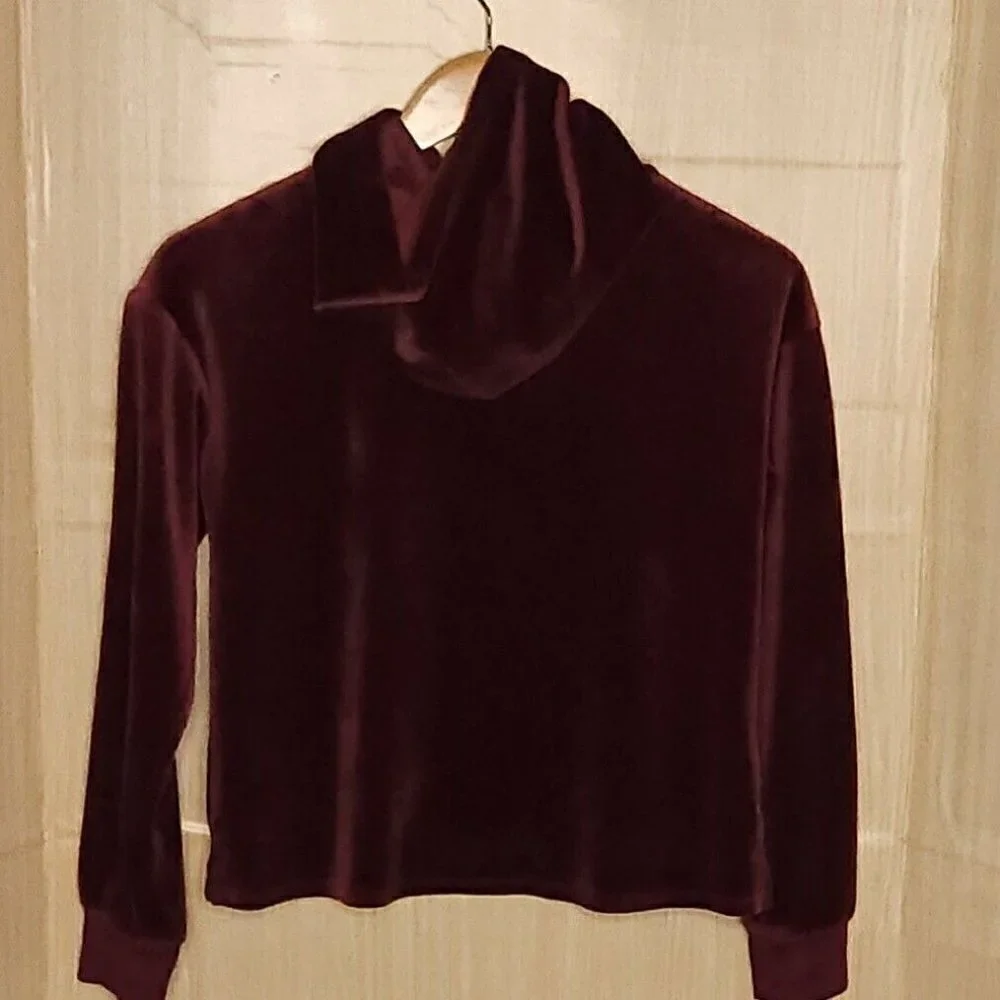 Justice Maroon Gold Velour Hooded Dance Sweatshirt 12